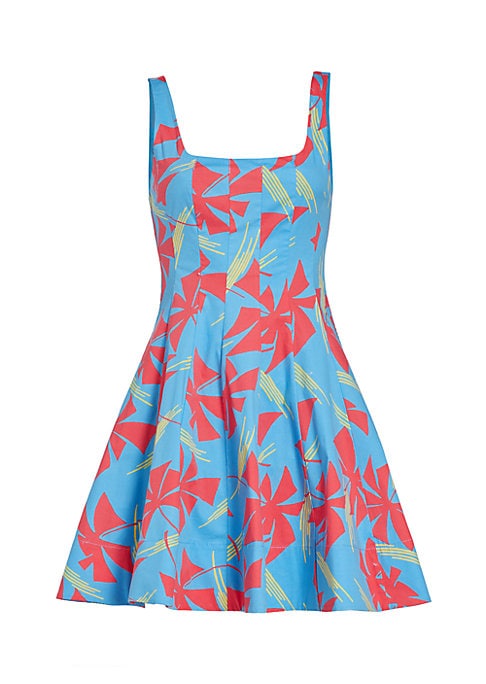 Pinwheel Print Fit-and-Flare Dress