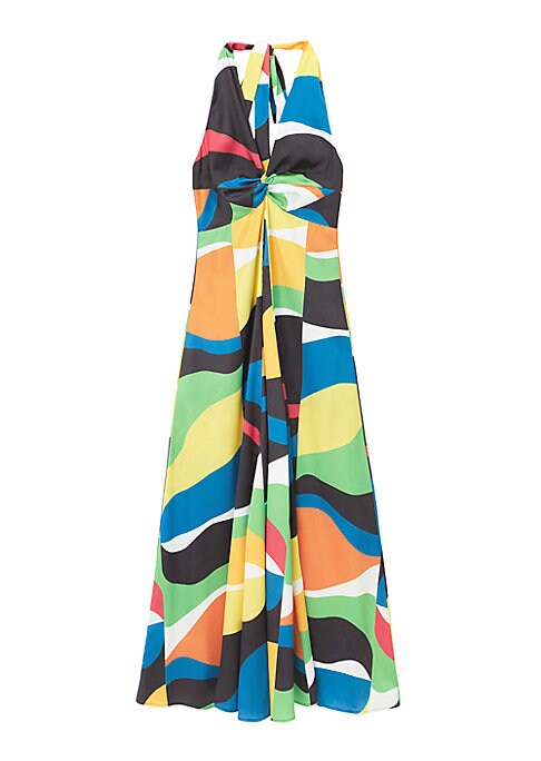 Geometric Wave Halter Dress