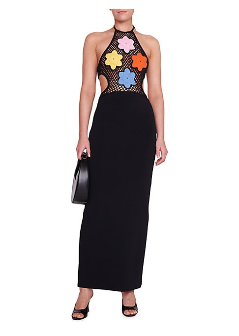 Floral Mesh Halter Dress