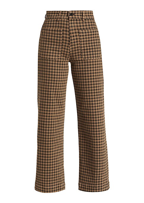 Chic Wide-Leg Check Pants