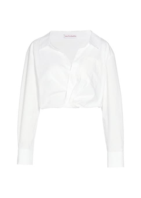Cropped Wrap Poplin Top
