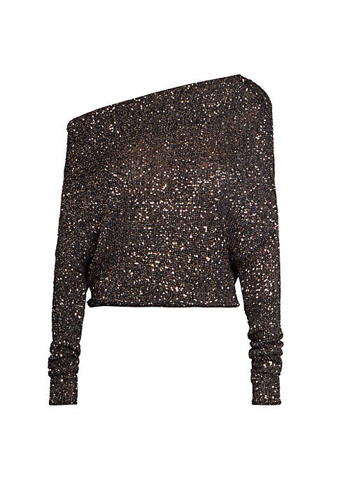 Sparkling One-Shoulder Knit Top