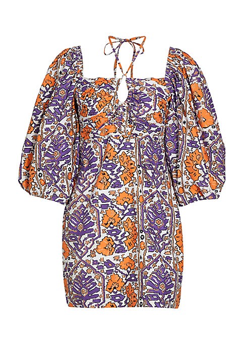 Puff-Sleeve Print Mini Dress