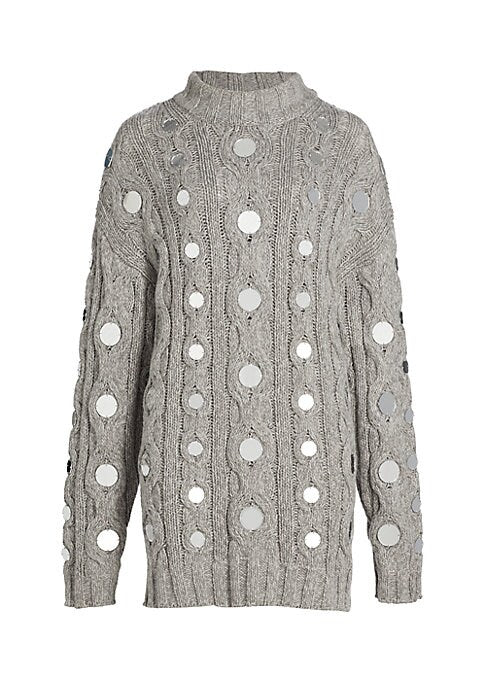 Mirror-Embellished Knit Sweater