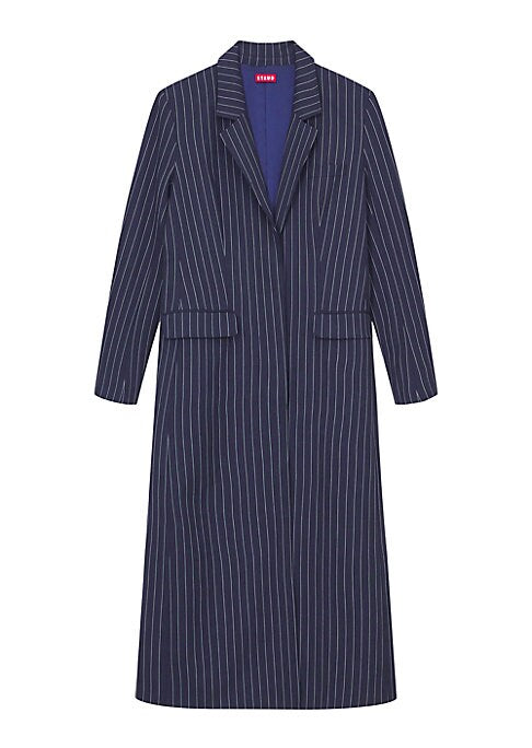Sleek Striped Duster Coat
