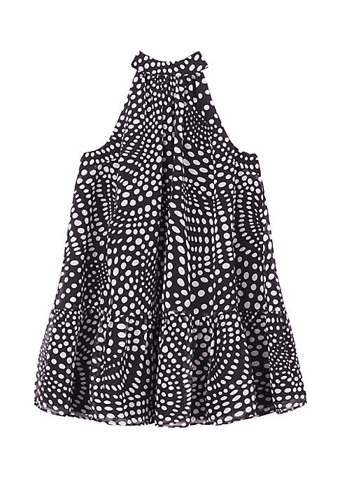Dotted Halter Tiered Dress