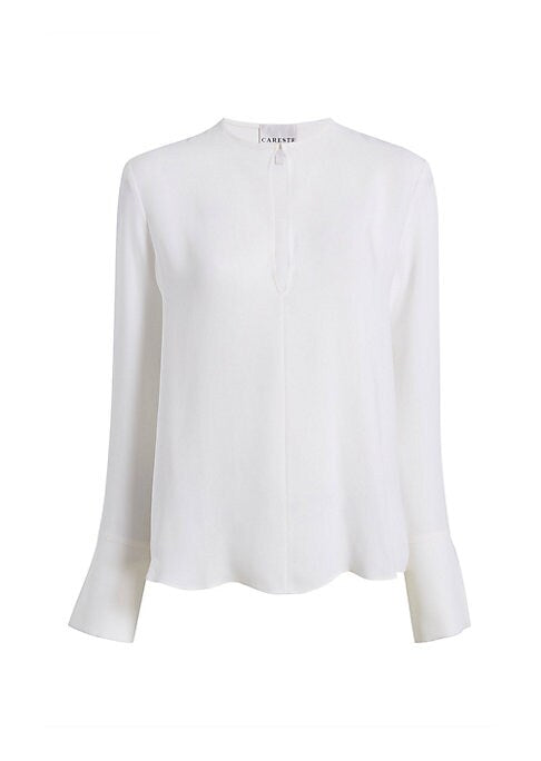 Elegant Silk Keyhole Blouse