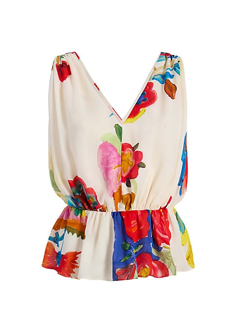 Floral V-Neck Peplum Top