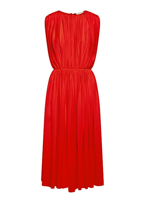 Silk Pleat Midi Dress