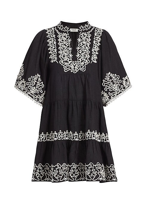 Embroidered Tiered Minidress