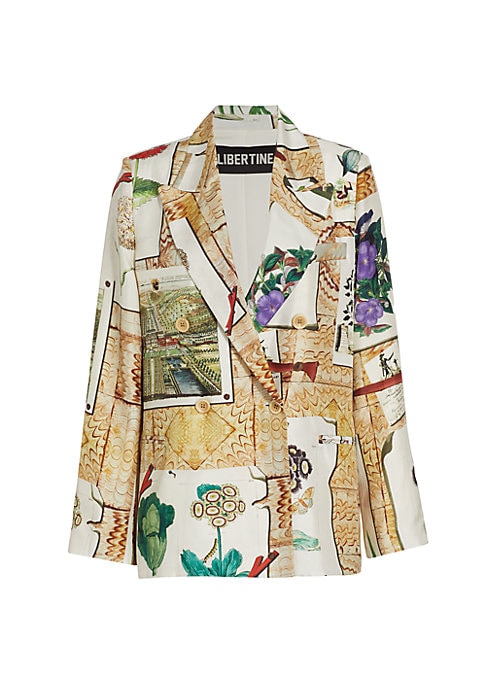 Illustrated Silk Blazer
