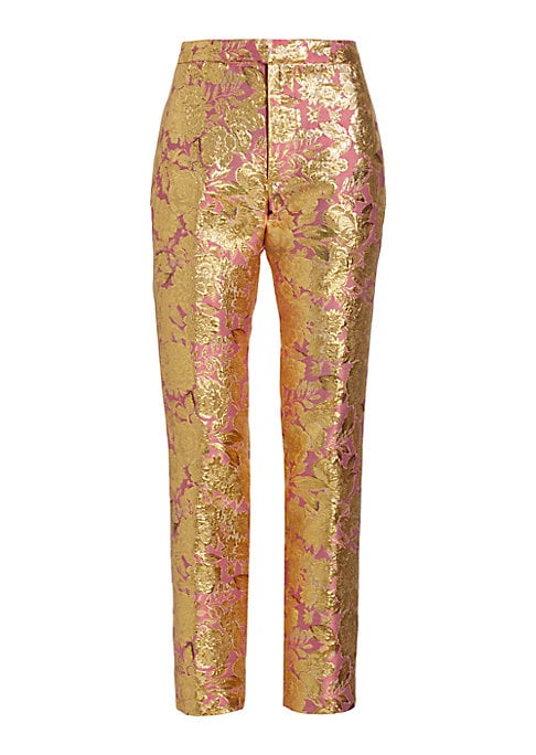 Floral Brocade Slim Trousers