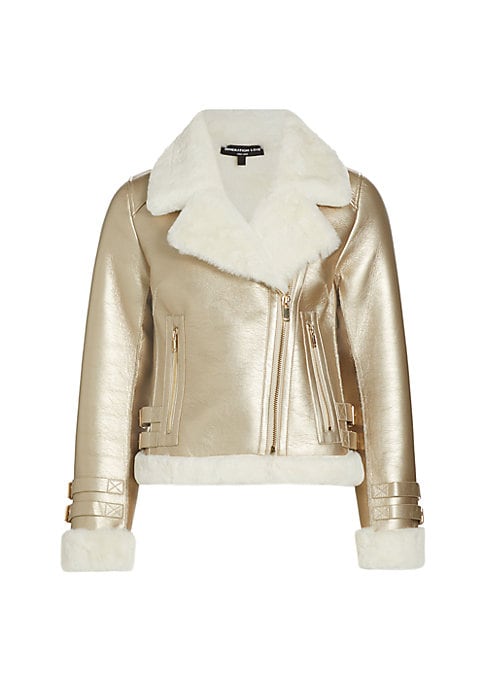 Shimmering Shearling Moto Jacket