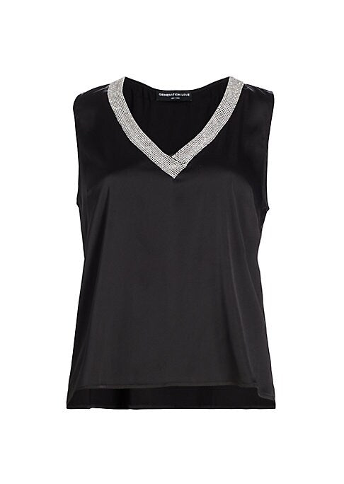 Gleaming V-Neck Satin Top