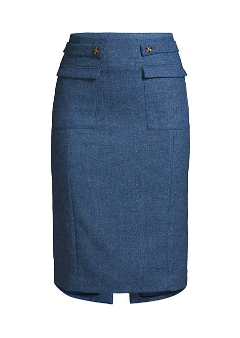 Polished Wool Pencil Skirt