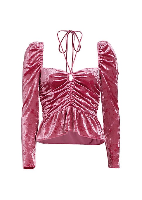 Velvet Peplum Halter Top