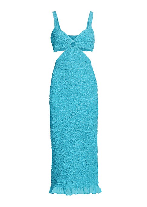 Textured Cut-Out Midi-Dress