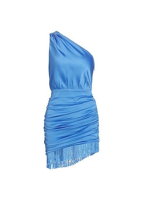 Fringe Asymmetric Satin Dress