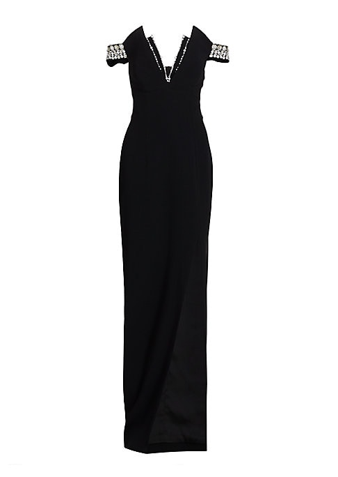 Pearl-Trimmed Luxe Gown
