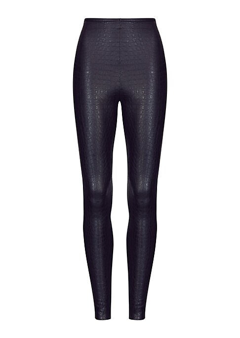 Croc-Embossed High-Waist Leggings