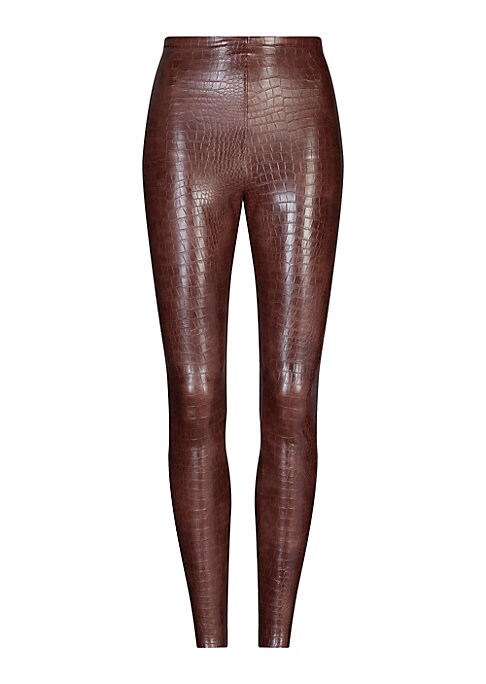 Croc-Embossed High-Waisted Leggings