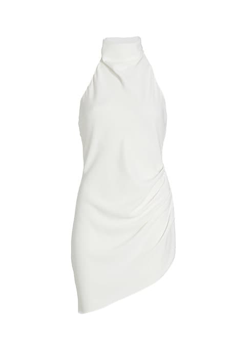 Asymmetric Ruched Halter Dress