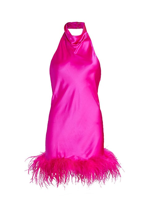 Feather Elegance Halter Dress