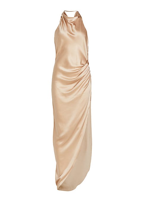 Silk Cowl Halter Gown