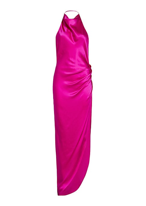 Silk Cowl Halter Gown
