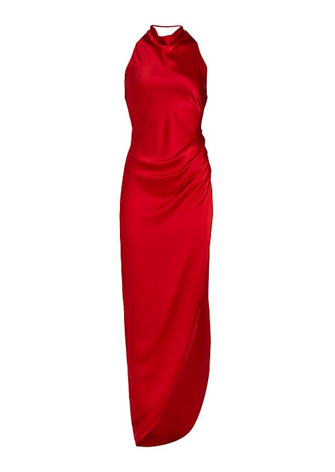 Silk Cowl Halter Gown