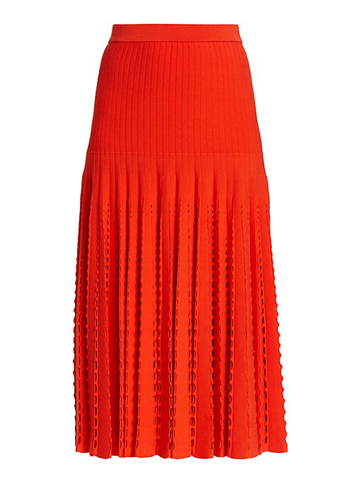 Pleated Cotton Midi Skirt