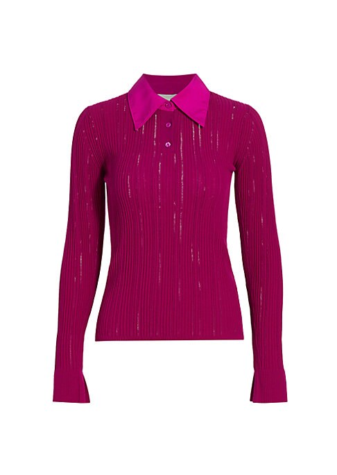 Silk-Collared Knit Top