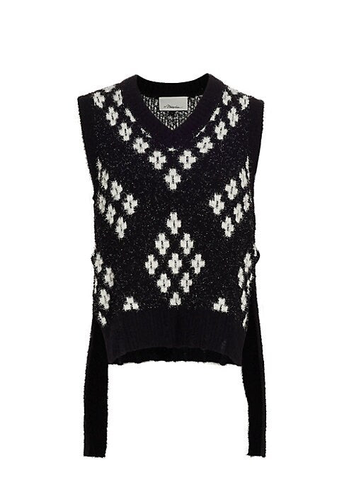 Fuzzy Argyle Knit Vest