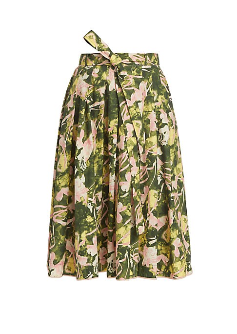 Floral Pleat A-Line Skirt