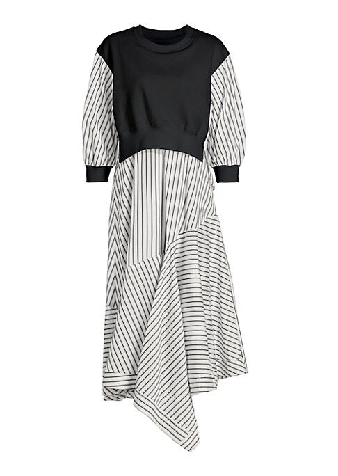 Asymmetric Striped Midi Dress