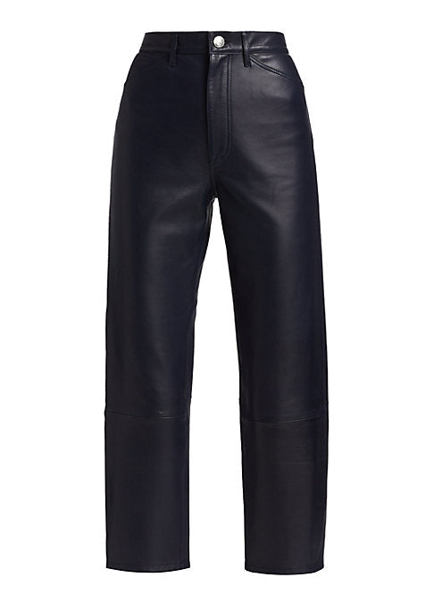 Chic Ankle Leather Trousers