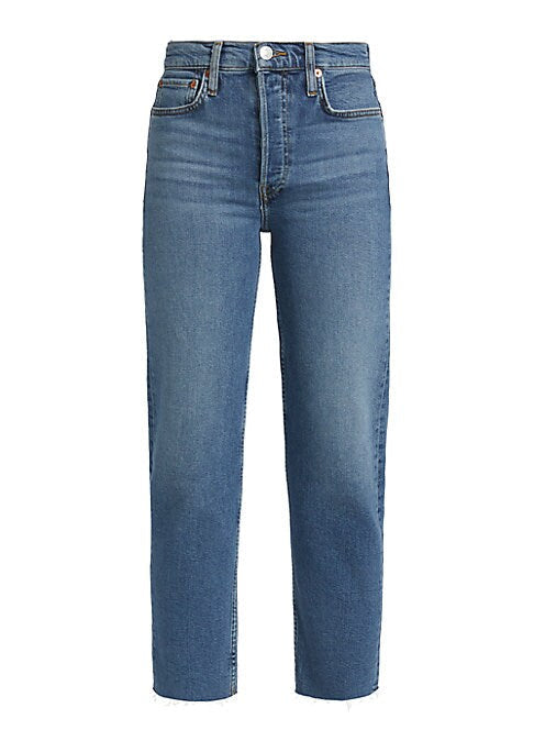 Distressed High-Rise Crop Jeans