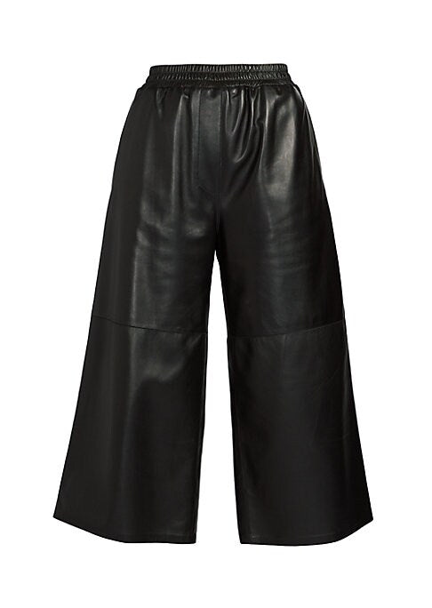 Chic Leather Wide-Leg Pants