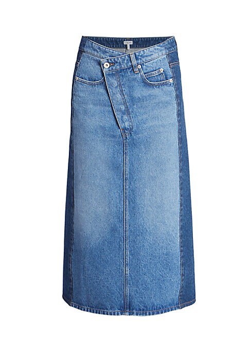 Chic Colorblock Denim Skirt