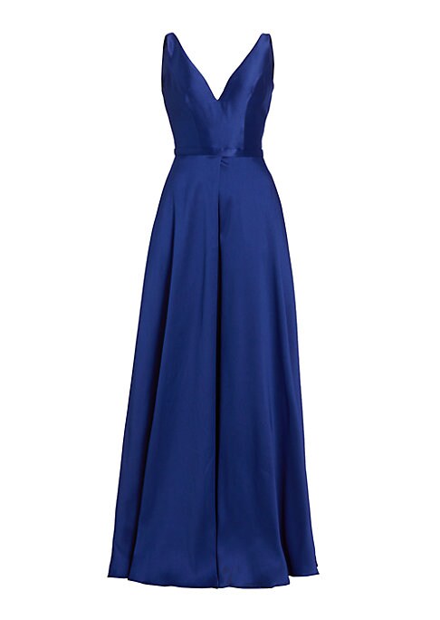 Plunging Satin Elegance Gown