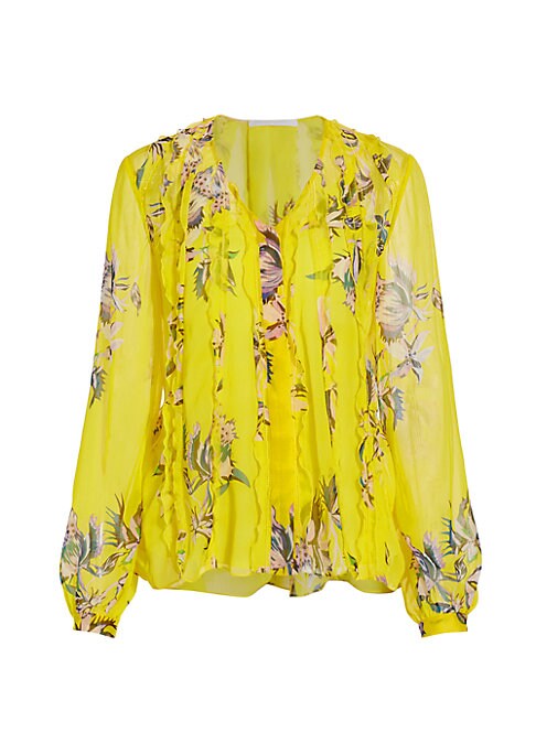 Ruffled Floral Silk Top