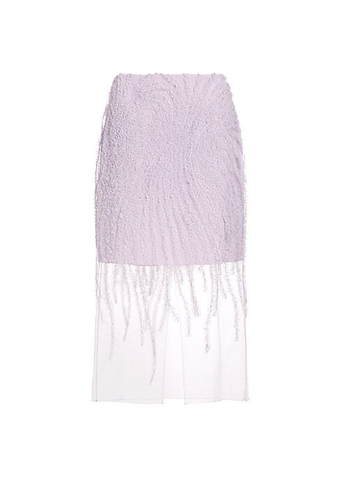 Ruffled Tulle Midi Skirt