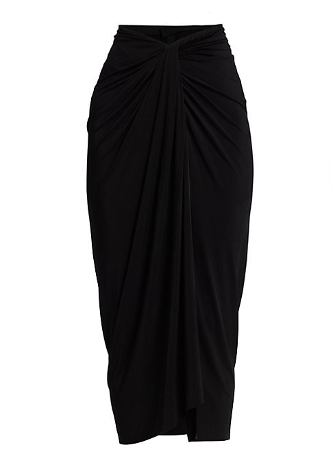 Draped Slit Midi Skirt