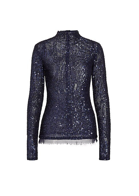 Sparkling Mesh Turtleneck Top