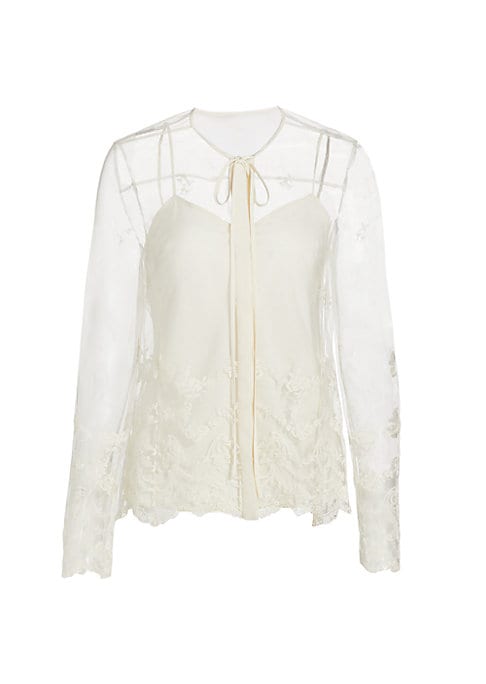 Embroidered Tulle Blouse