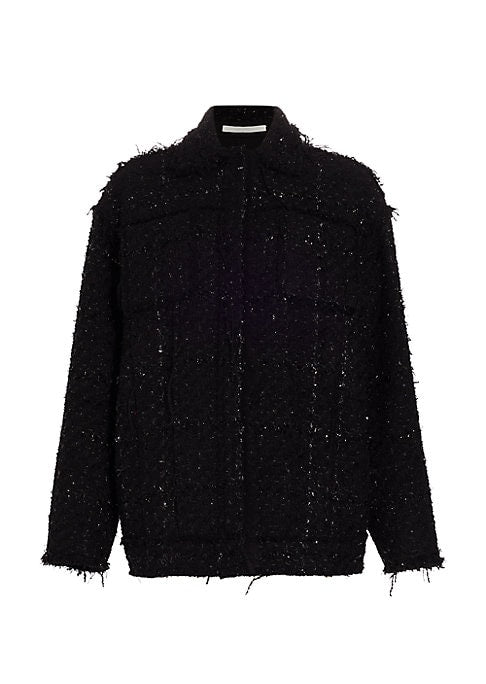 Fringe Metallic Tweed Coat
