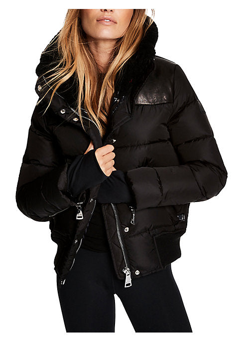 Shearling-Trimmed Down Coat