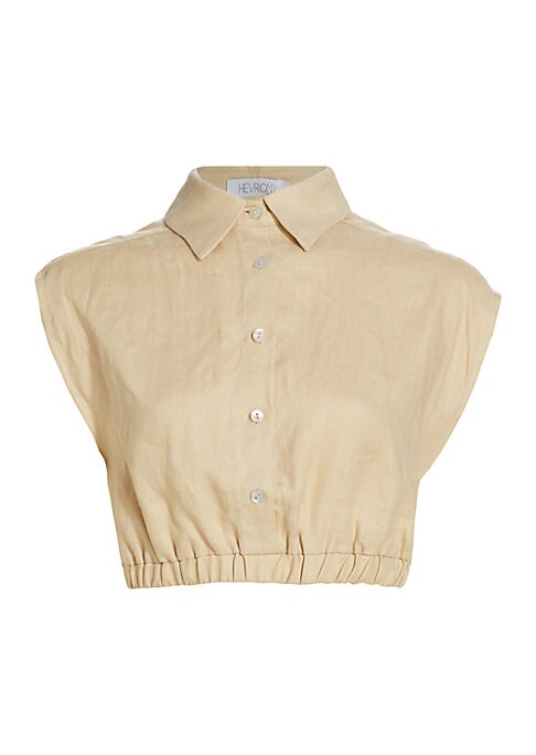 Linen Button-Up Crop Top