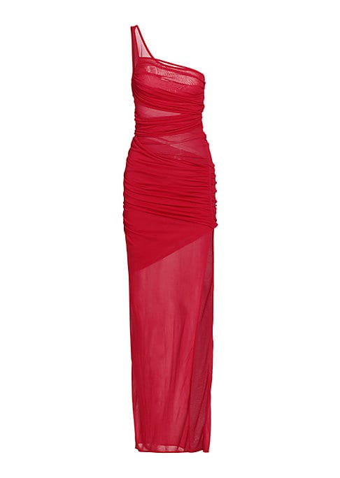 Sleek Ruched Asymmetrical Gown