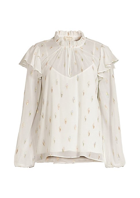 Metallic Ruffle Blouse